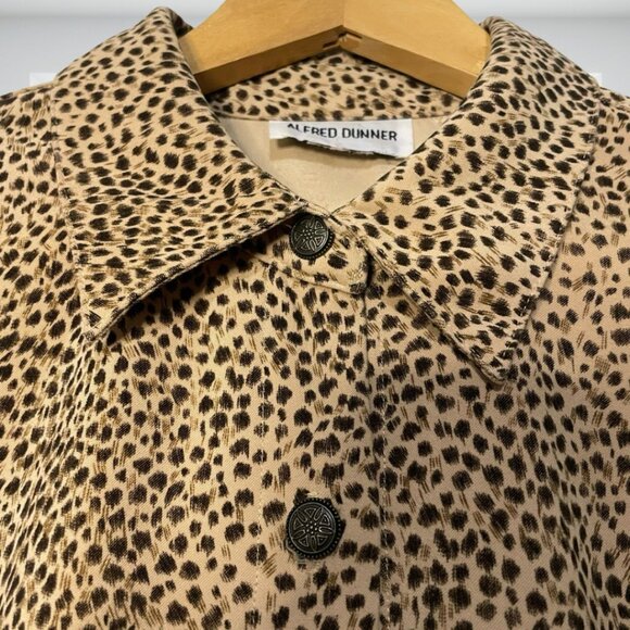Alfred Dunner Size 14 Long Sleeve Button-Up Blouse Top Animal Print Collared Top - Picture 9 of 11